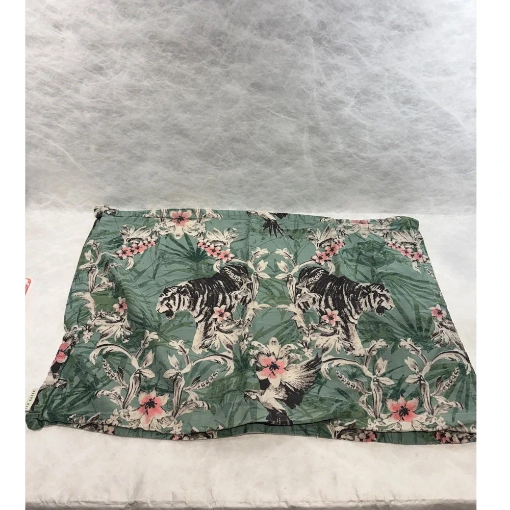 Ted Baker London Tiger Tropical‎ Jungle Print Cotton Pillow Sham Green Set of 2
